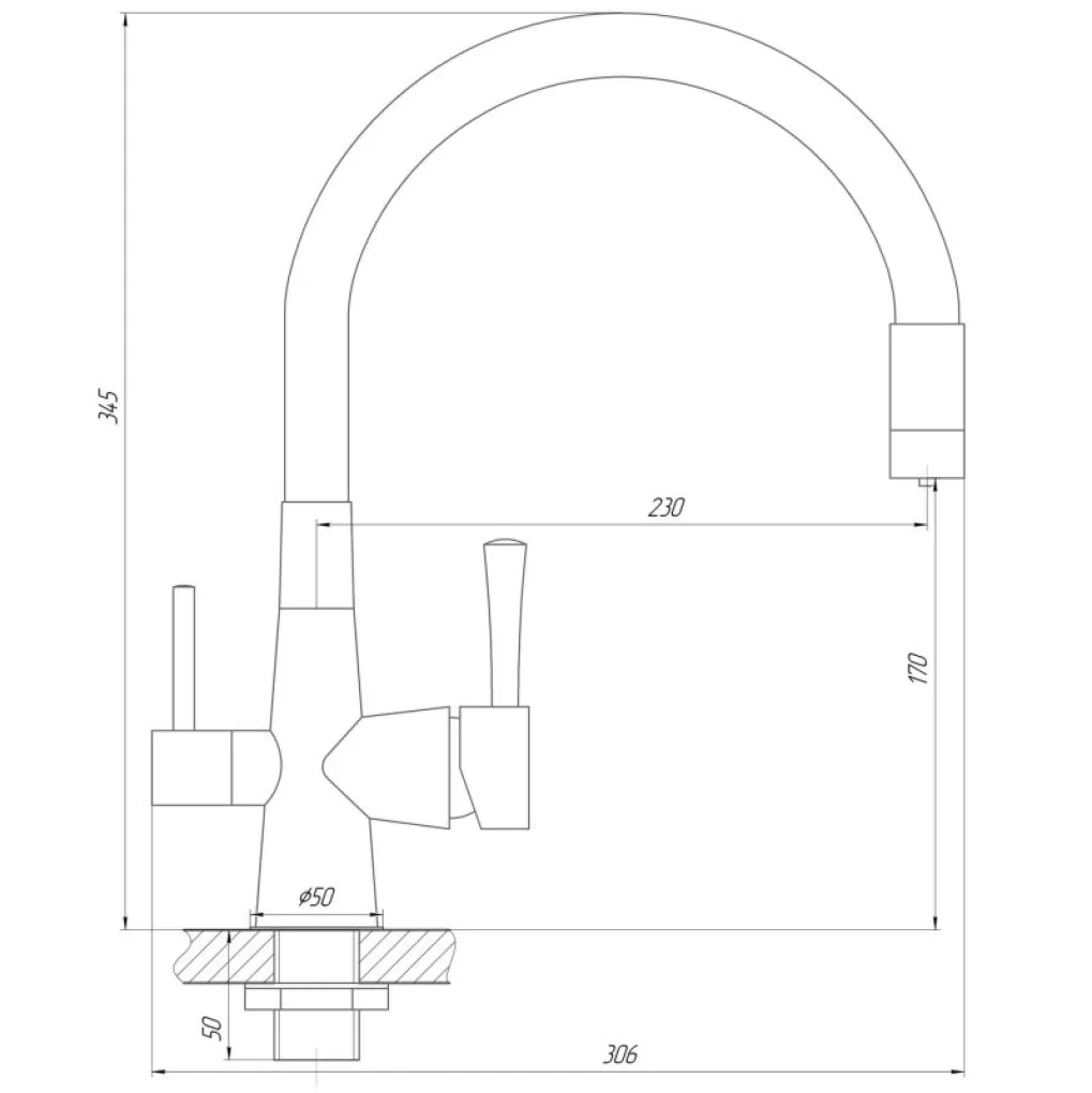 Смеситель для кухни под осмос Globus Lux Lazer GLLR-0903-10-BB черный- Фото 3